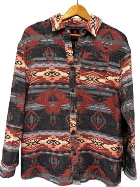 Mountain and Isles Aztec Southwestern Flannel Shirt Shacket Small Cowgirl Casual